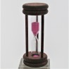 Sanduhr 5 Min. 96mm Rosa, zylindrisch Glas in Holzgestell Buche gebeizt Mahagoni