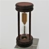 Sanduhr 5 Min. 96mm Orange, zylindrisch Glas in Holzgestell Buche gebeizt Mahagoni