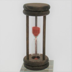 Sanduhr 10 Min. 96mm Rot, zylindrisch Glas in Holzgestell Buche gebeizt dunkel