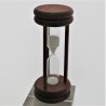 Sanduhr 10 Min. 96mm Weis, zylindrisch Glas in Holzgestell Buche gebeizt Mahagoni