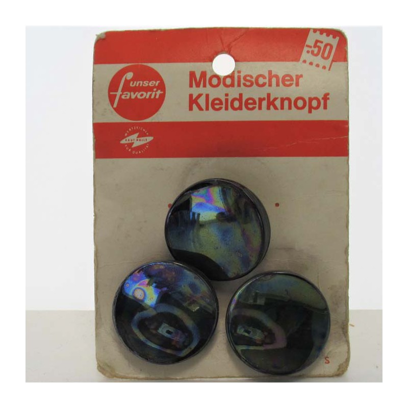 Glasknöpfe 27 mm aufgenäht auf Karton Dekorknöpfe