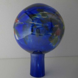 Glas-Gartenkugel 15cm transparent blau - bunt verdreht Glas