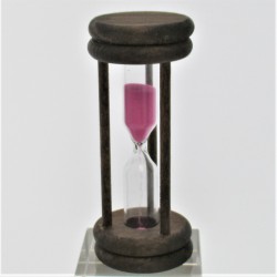 Sanduhr 2 min. 96 mm Rosa, im Buchenholzgestell gebeizt dunkel