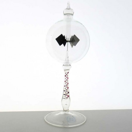 Glas Lichtmühle 180x65mm 50g Radiometer,  Kugel Klarglas Fuss Farbspirale zum stellen