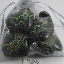 Muranoglas Herz 47 mm schwarz bunt zum hängen