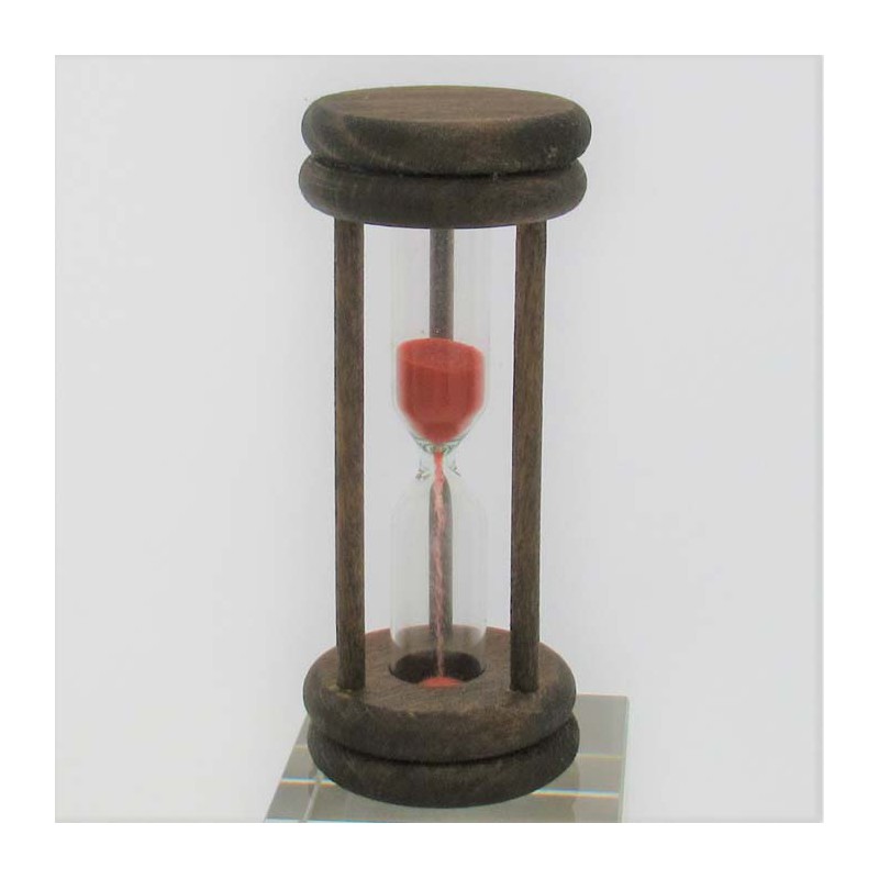 Sanduhr 0.5 min. 96 mm Rot, im Buchenholzgestell gebeizt dunkel