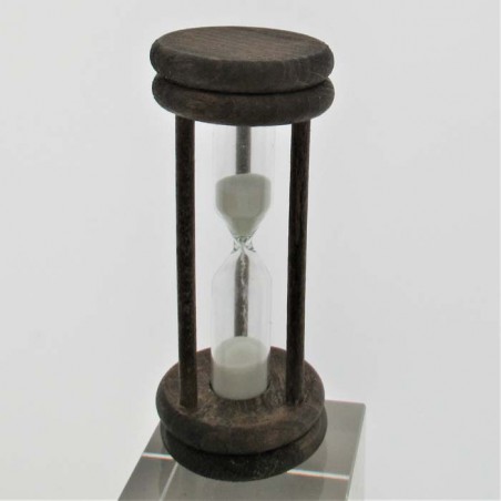 Sanduhr 0.5 min. 96 mm Weiss, im Buchenholzgestell gebeizt dunkel
