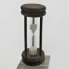 Sanduhr 0.5 min. 96 mm Weiss, im Buchenholzgestell gebeizt dunkel