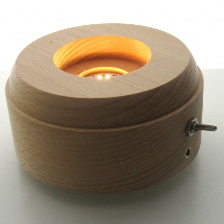 Musikdose mit LED-Projektions licht und rotierender Holz basis