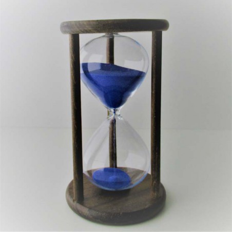 Sanduhr 60 min. 15 cm im Holzgestell Nusbaum dunkel rund