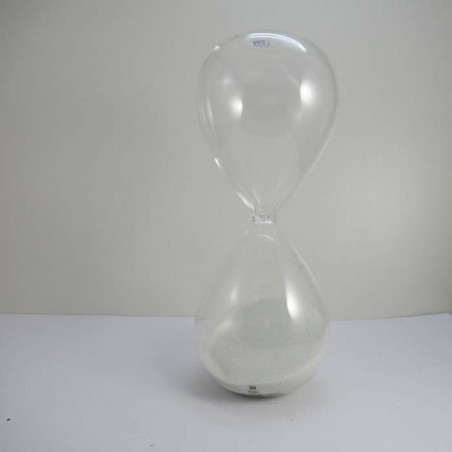 Glas-Sanduhr 45 Min. 20 cm Weiss, Glas Sand
