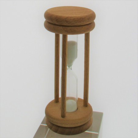 Sanduhr 1 min. 96 mm Weiss, im Buchenholzgestell