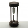 Sanduhr 7 Min. 96mm Weiss, zylindrisch Glas in Holzgestell Buche gebeizt dunkel
