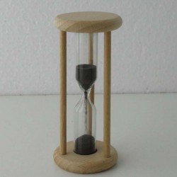 Sanduhr 3 Min. 9cm zylindrisch Glas in Holzgestell Buche Natur