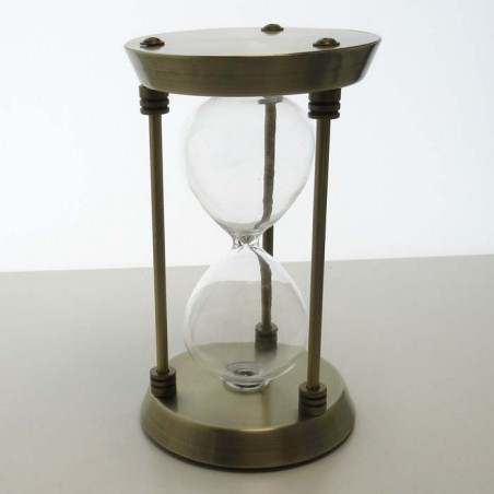 Sanduhren -15 min. 17 cm zum selber füllen mit eigenem Sand im Metallgestell