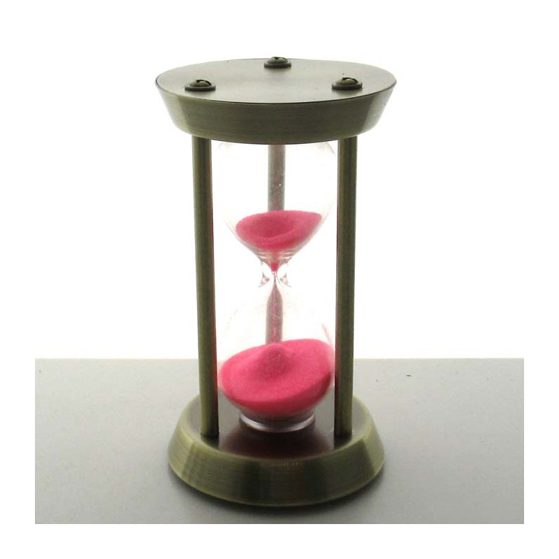 Sanduhr 8 min12 cm Rosa, im Metallgestell