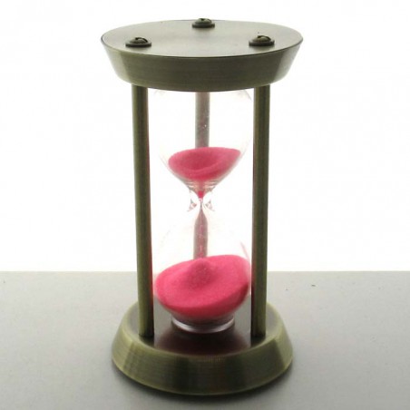 Sanduhr 8 min12 cm Rosa, im Metallgestell