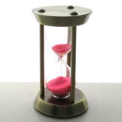 Sanduhr 8 min12 cm Rosa, im Metallgestell