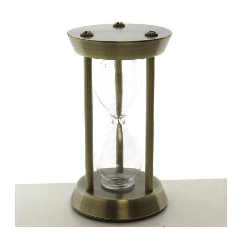 Sanduhren -1min. 12 cm zum selber füllen mit eigenem Sand im Metallgestell