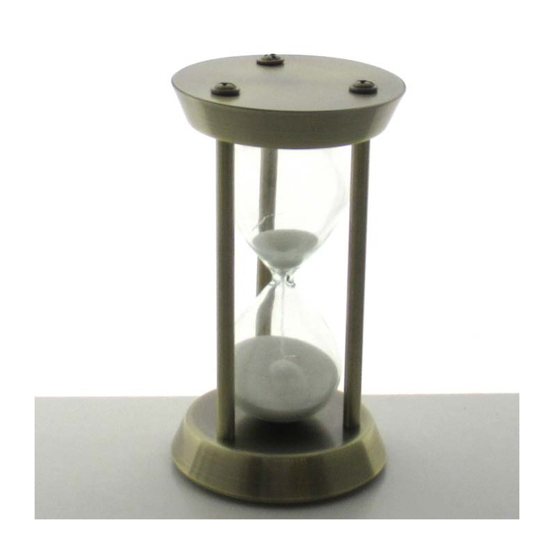 Sanduhr 5 min12 cm Weiss, im Metallgestell