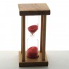 Sanduhr 3 Min. 8.5 cm zylindrisch Im Buchenholz Gestell viereckig