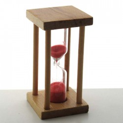 Sanduhr 3 Min. 8.5 cm zylindrisch Im Buchenholz Gestell viereckig