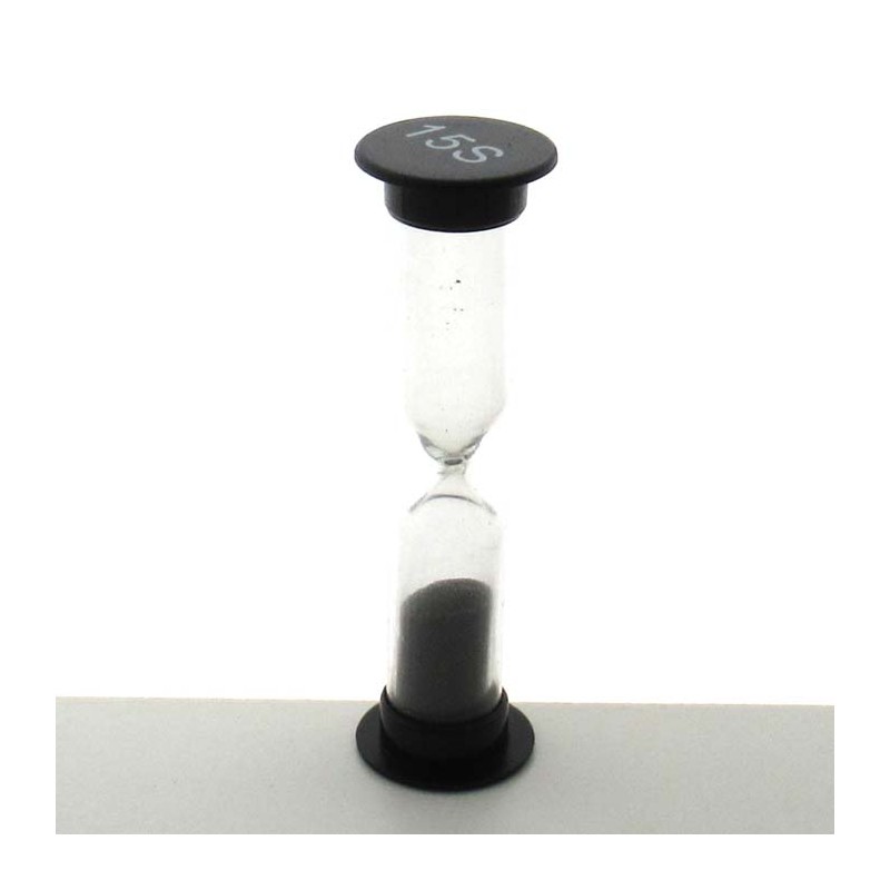 Sanduhren 15 Sek. 9 cm zylindrisch Glas in Kunststoff röhre