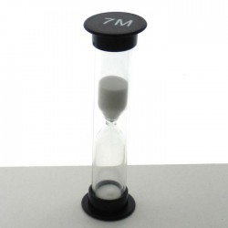 Sanduhren 7 Min. 9 cm Weiss, zylindrisch Sanduhren Glas in Kunststoff röhre