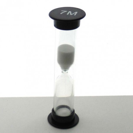 Sanduhren 7 Min. 9 cm Weiss, zylindrisch Sanduhren Glas in Kunststoff röhre