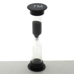 Sanduhren 7 Min. 9 cm Schwarz, zylindrisch Sanduhren Glas in Kunststoff röhre