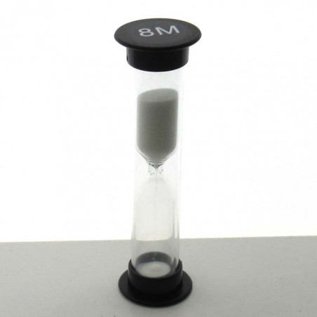 Sanduhren 8 Min. 9 cm Weiss, zylindrisch Sanduhren Glas in Kunststoff röhre