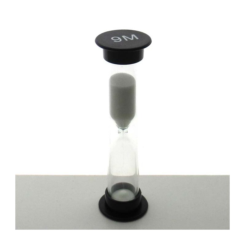 Sanduhren 9 Minuten 9 cm Weiss, zylindrisch Sanduhren Glas in Kunststoff röhre