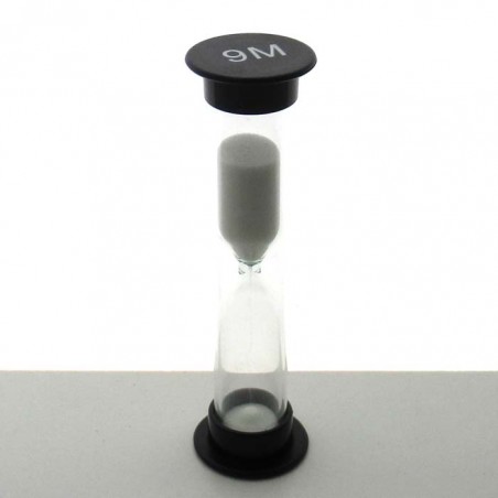 Sanduhren 9 Minuten 9 cm Weiss, zylindrisch Sanduhren Glas in Kunststoff röhre