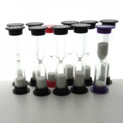 Sanduhren 0.15-10 Min. 9 cm Set 11 Stück zylindrisch Glas in Kunststoff röhre