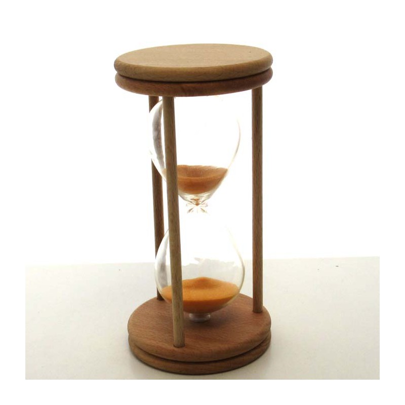 Sanduhr 15 min. 14 cm im Holzgestell Buche Natur rund