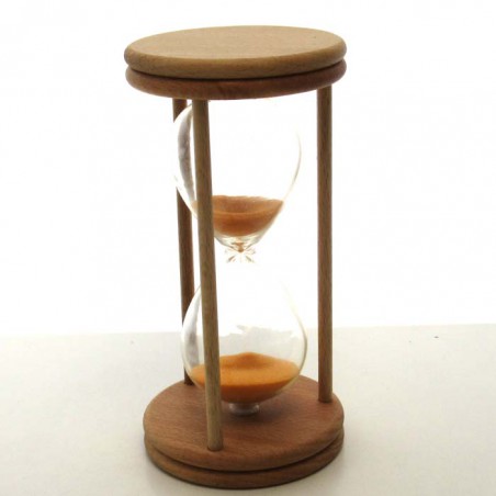 Sanduhr 15 min. 14 cm im Holzgestell Buche Natur rund
