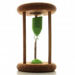 mini Sanduhr 2 Min. 6.3cm zylindrisch Glas in Holzgestell Buche natur