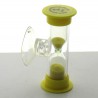 Mini Sanduhr 2 min 6 cm Gelb, Glas in Kunststoff mit Saugnapf zum drehen