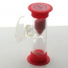 Mini Sanduhr 2 min 6 cm Rot, Glas in Kunststoff mit Saugnapf zum drehen