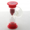 Mini Sanduhr 2 min 6 cm Rot, Glas in Kunststoff mit Saugnapf zum drehen
