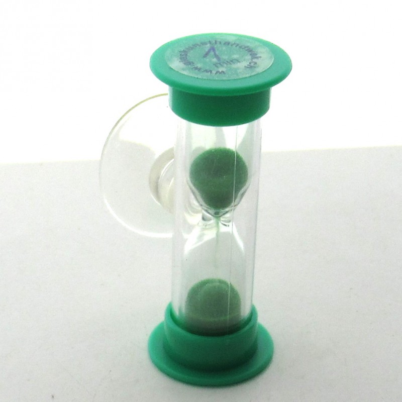Mini Sanduhren 1 min 6 cm Glas in Kunststoff mit Saugnapf zum drehen