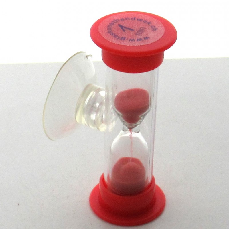 Mini Sanduhren 1 min 6 cm Glas in Kunststoff mit Saugnapf zum drehen