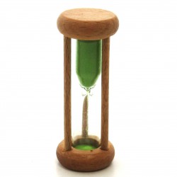 mini Sanduhr 2 Min. 6.4cm zylindrisch Glas in Holzgestell Buche natur