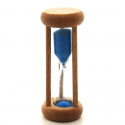 mini Sanduhr 2 Min. 6.4cm zylindrisch Glas in Holzgestell Buche natur