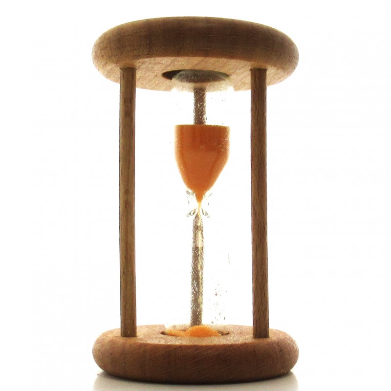 mini Sanduhr 1 Min. 6.3cm zylindrisch Glas in Holzgestell Buche natur