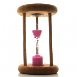 mini Sanduhr 1 Min. 6.3cm zylindrisch Glas in Holzgestell Buche natur