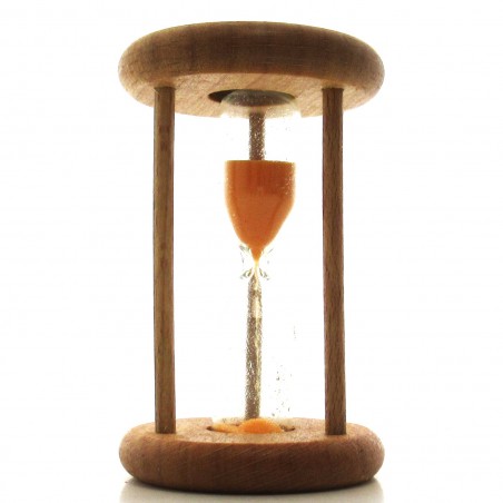 mini Sanduhr 3 Min. 6.3cm zylindrisch Glas in Holzgestell Buche natur