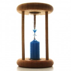 mini Sanduhr 3 Min. 6.3cm zylindrisch Glas in Holzgestell Buche natur