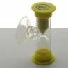 Mini Sanduhr 3 min 6 cm Gelb, Glas in Kunststoff mit Saugnapf zum drehen