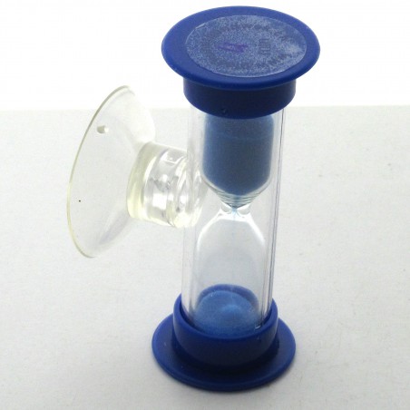 mini Sanduhr 4 min 6 cm Glas in Kunststoff mit Saugnapf zum drehen